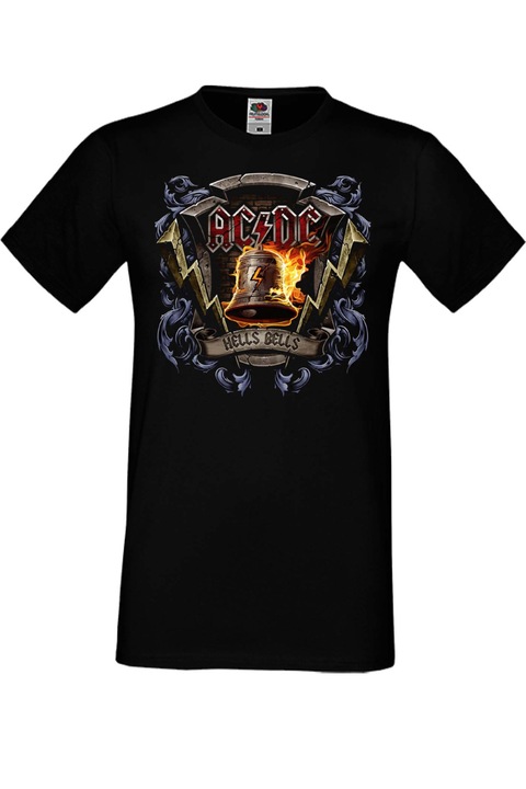 Férfi fém póló rövid ujjú fém póló AC DC Gift AC DC Hells bells 3, Fekete