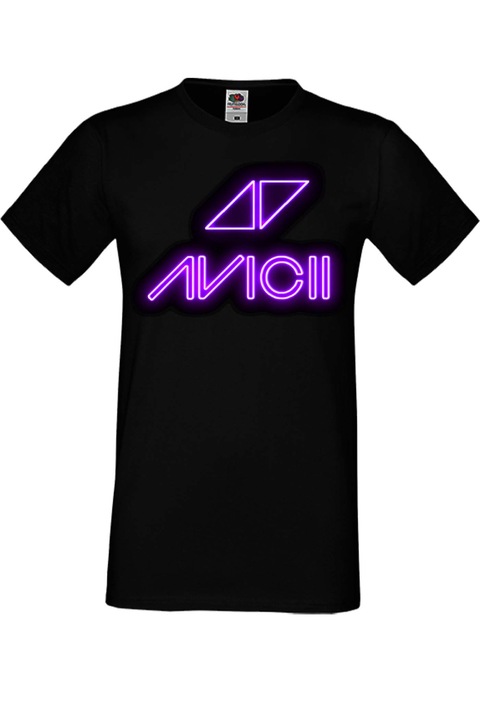 Férfi fém póló rövid ujjú fém póló Avicii Gift Avicii 2 FEKETE, Fekete