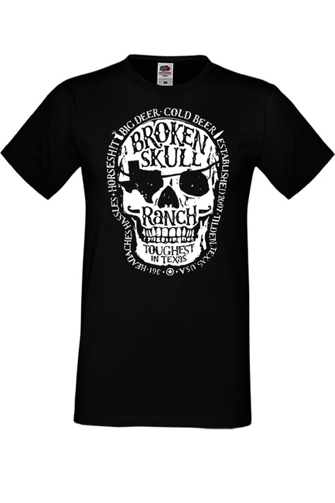 Férfi fém póló rövid ujjú fém póló Brocken Skull Gift Brocken skull ranch 1, Fekete