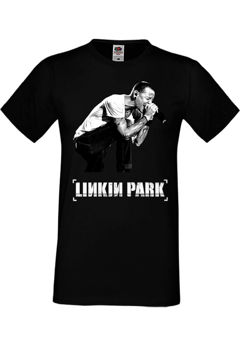 Férfi fém póló rövid ujjú Linkin Park Chester fém póló ajándék Linkin Park Chester 3, Fekete
