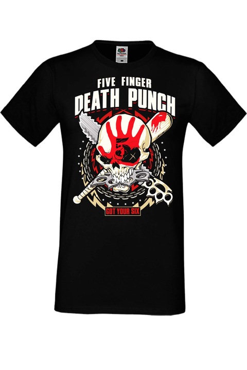 Férfi fém póló rövid ujjú ötujjas fém póló ajándék ötujjas Death Punch 2, Fekete