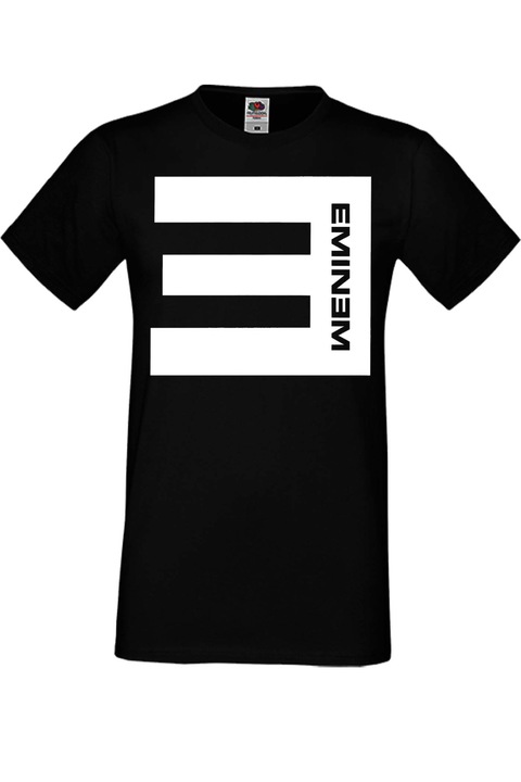 Férfi fém póló rövid ujjú fém póló Eminem ajándék Eminem 1 fekete, Fekete