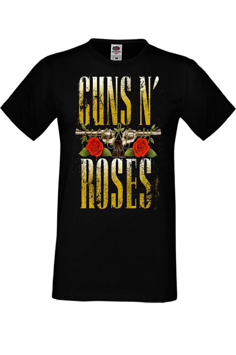 Férfi fém póló rövid ujjú fém póló Fegyverek és rózsák Ajándék fegyverek n rózsák 12, Fekete