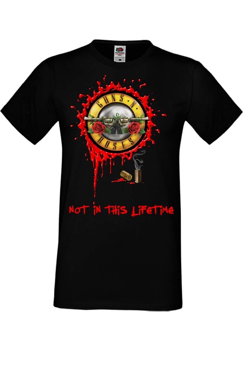 Férfi fém póló rövid ujjú fém póló Fegyverek és rózsák Ajándék fegyverek n rózsák 8, Fekete