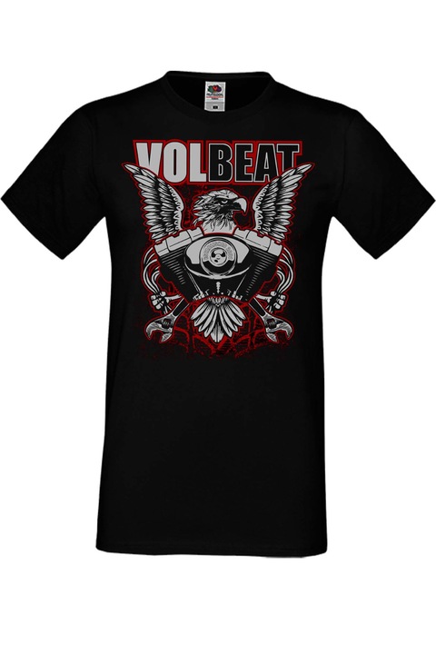 Férfi fém póló rövid ujjú fém póló Volbeat ajándék Volbeat 14 Eagle Engine, Fekete
