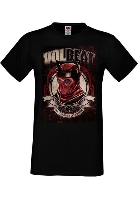 Férfi fém póló rövid ujjú fém póló Volbeat ajándék Volbeat 24 Red King, Fekete
