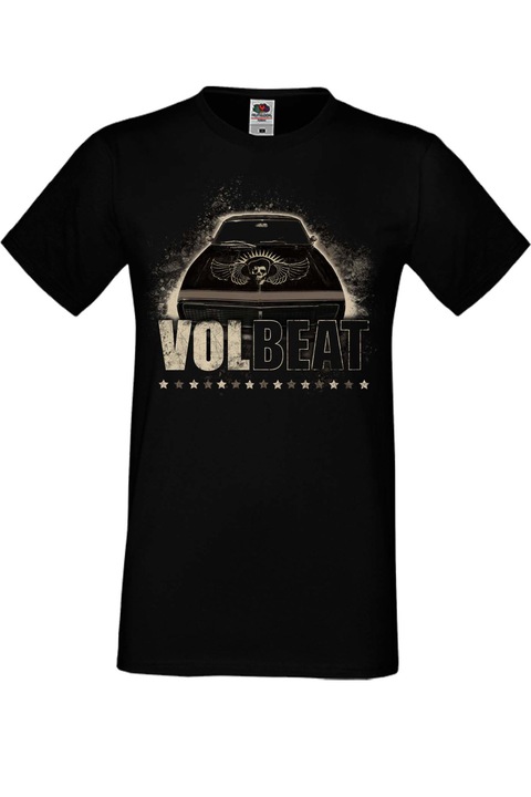 Férfi fém póló rövid ujjú fém póló Volbeat ajándék Volbeat 17 logó autó, Fekete