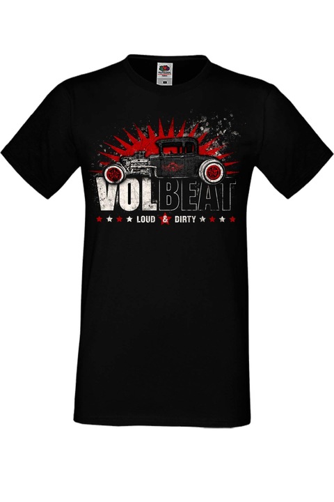 Férfi fém póló rövid ujjú fém póló Volbeat Gift Volbeat 18 AUTÓ HANGOS ÉS KOSZOS, Fekete