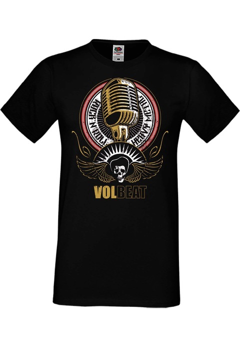 Férfi fém póló rövid ujjú fém póló Volbeat ajándék Volbeat 20 mikrofon, Fekete