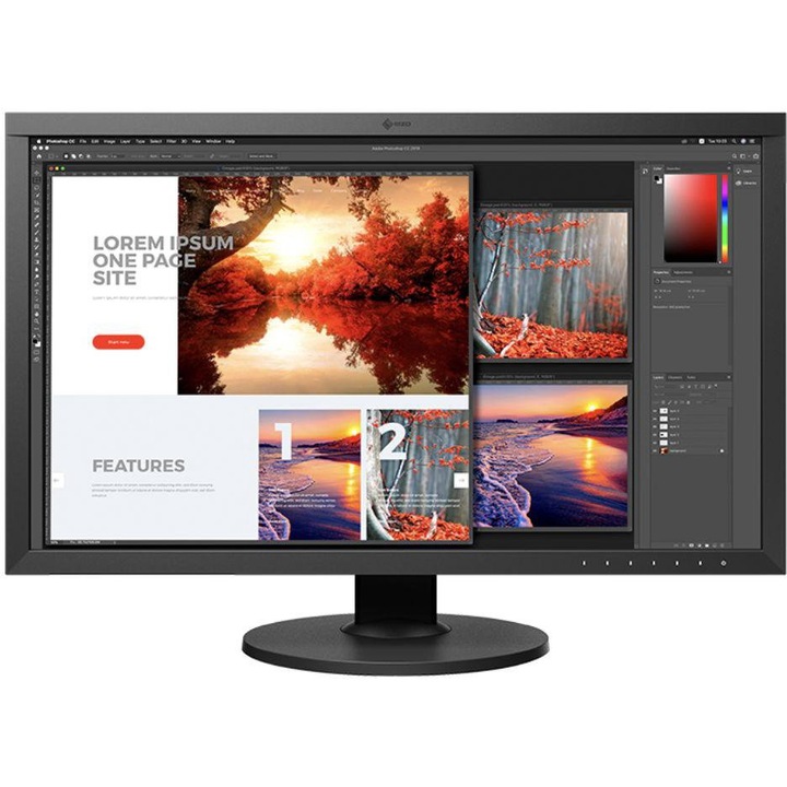 Монитор EIZO ColorEdge CS2740, IPS, 27 inch, Wide, UHD, HDMI, DisplayPort, DVI-D, USB-C, Черен