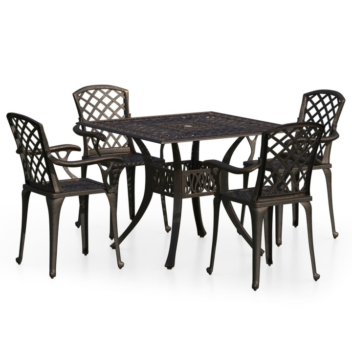 Set mobilier bistro vidaXL, 5 piese, bronz, aluminiu turnat, 36.34 kg 3070613