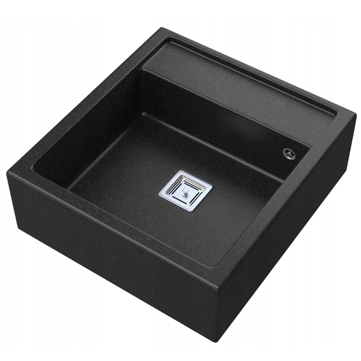 Granitan, Mosogató készlet, szifon, karbantartási megoldás, Gránit, 620 x 582 mm, Fekete