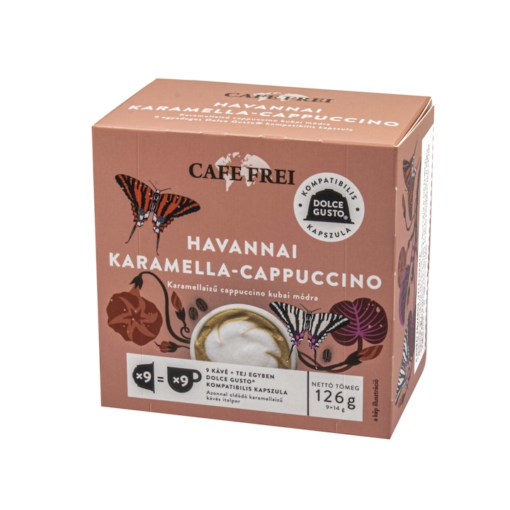 Cafe Frei Havannai tej-karamell cappuccino Dolce Gusto kompatibilis kávékapszula, 9 db