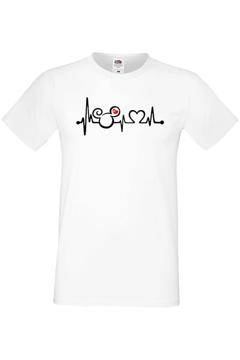 Férfi póló Mickey egér Ajándék Mickey Mouse Minnie egér Minnie Mouse Disney Mickey Love Heartbeat 1, Fehér