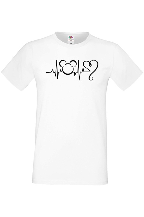 Férfi póló Mickey egér Ajándék Mickey Mouse Minnie egér Minnie Mouse Disney Mickey Love Heartbeat 2, Fehér