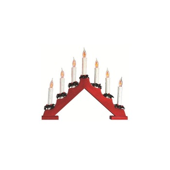 Decor piramida cu lumanari, 7 becuri tip flacara, Home Kad 07/RD, rosu Decor piramida cu lumanari, 7 becuri tip flacara, Home Kad 07/RD, rosu