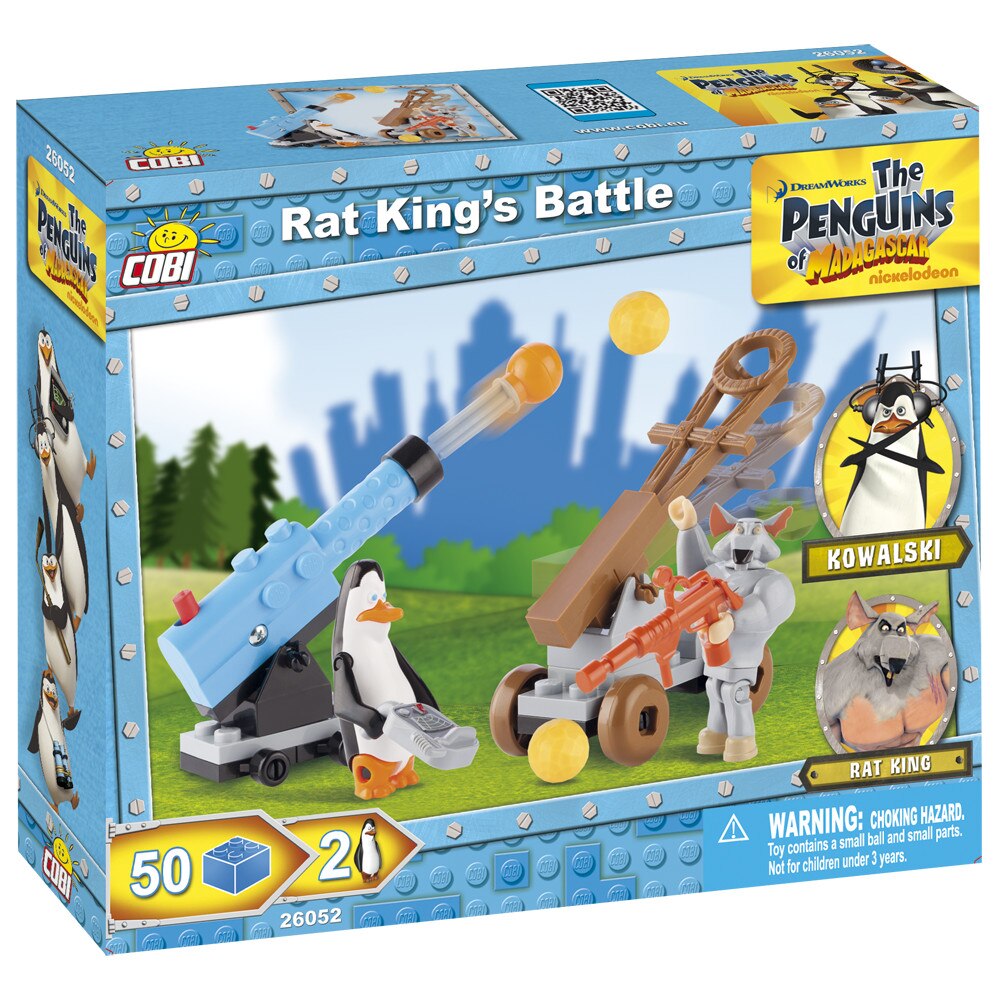 Set Constructie Cobi, Pinguinii din Madagascar, Batalia lui Rat King (50piese, 2fig)