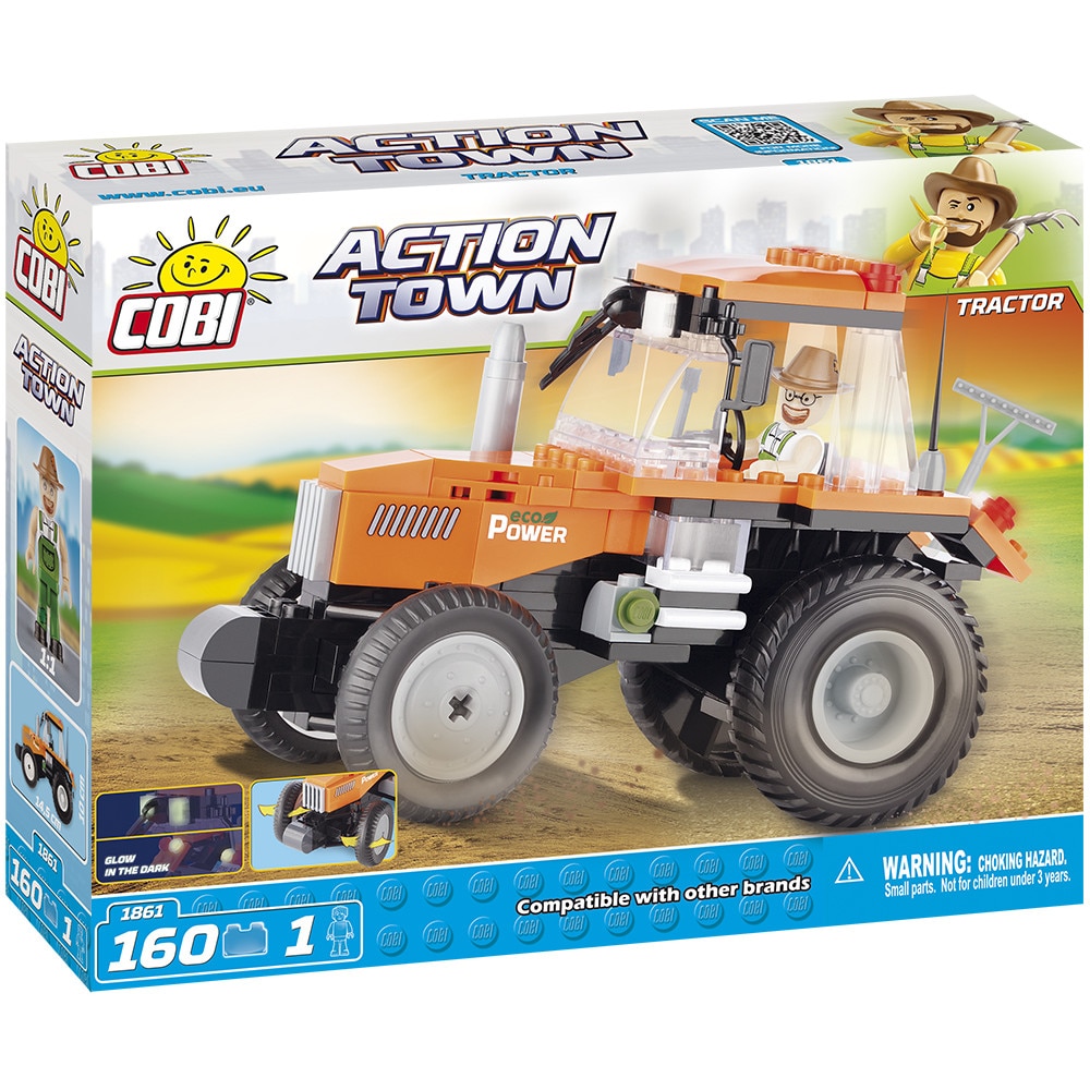 Set Constructie Cobi, Action Town, Tractorul de la ferma.