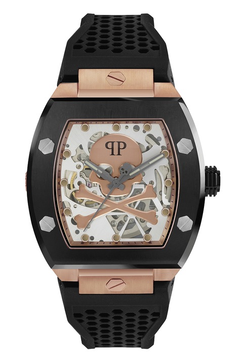 Philipp Plein, Часовник със силиконова каишка, Rose Gold, Черен