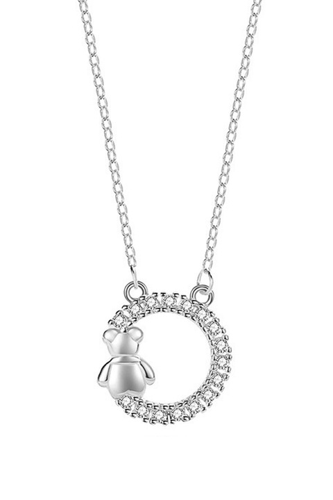 Colier dama, Argint/Zirconiu, Model urs, Argintiu