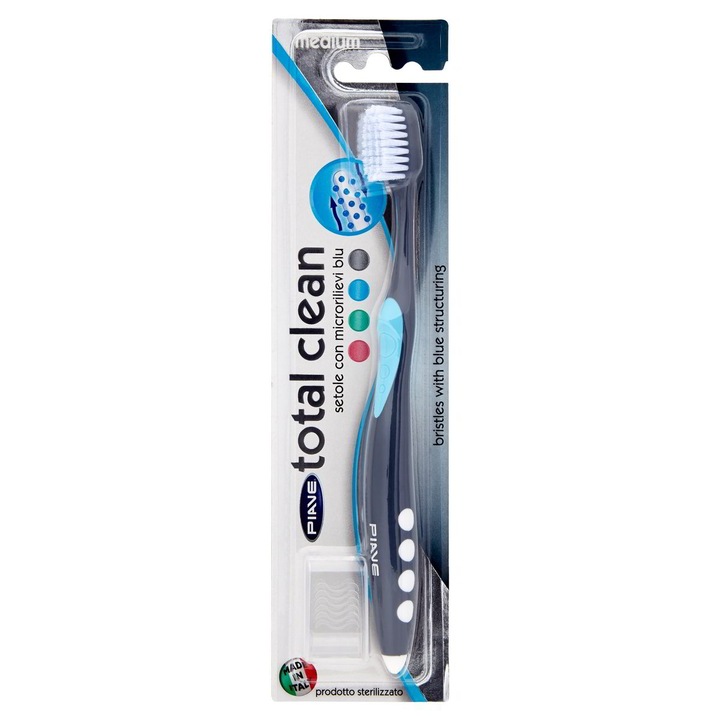 Piave Total Clean fogkefe Közepes kefék Micro Relief tisztító hatású védőburkolatban