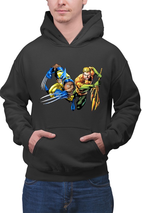Hanorac barbati Aquaman Wolverine Superhero Super Powers Wolf Cartoons DC, Negru