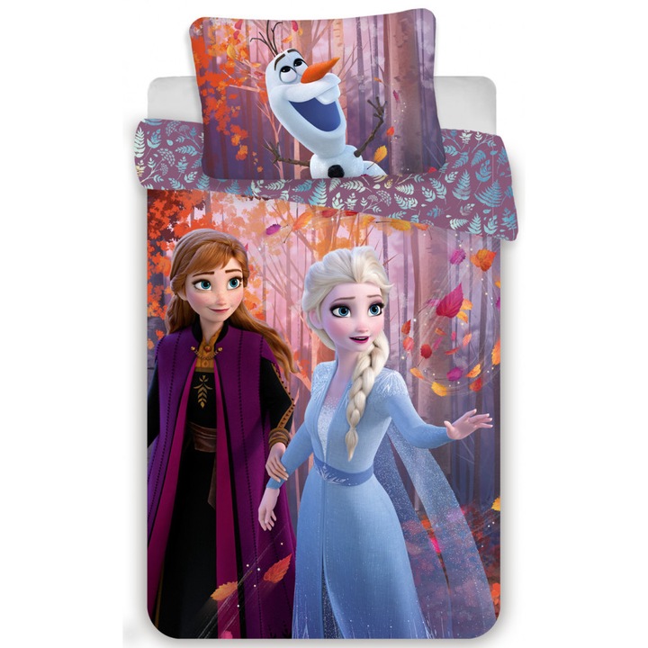 Disney Jégvarázs Sister Purple ágyneműhuzat 140×200cm, 70×90 cm