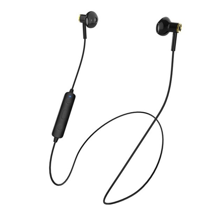 Fülbe helyezhető sportfejhallgató, bluetooth 4.2 csatlakozás és mikrofon, 60 cm, fekete