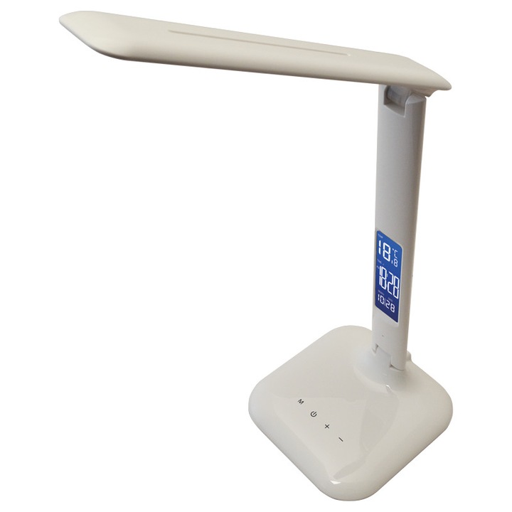 Lampa birou LED Tracon, cu reglaj a temperaturii de culoare si al fluxului luminos, afisaj LCD