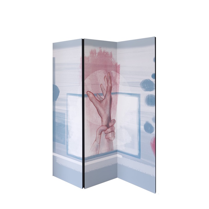 Paravan, Colors of Life, Lemn/Textil, 135 x 172 cm, 3 piese, Multicolor