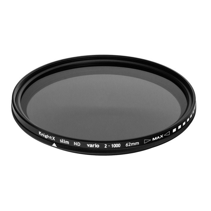 Filtru ND2 ND1000 de 62mm KnightX Vario Fader, Densitate Neutra Uniforma Variabila
