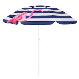 Umbrela de plaja pliabila, Sersimo BU019, 180cm, albastru alb, flamingo