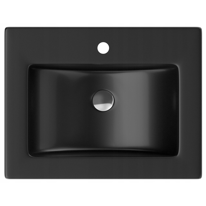 Lavoar, Granitan, Gondola, 610 x 470 mm, Negru, Cu Capac Klik Klak Crom, Design Modern Dreptunghiular, Conglomerat Rezistent, Montaj Pe Mobilier Sau Blat, Ideal Pentru Baie, Usor De Curatat, Elegant Si Durabil, Practic Pentru Uz Zilnic