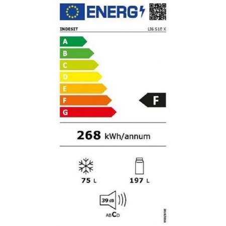 Combina frigorifica INDESIT LI6 S1E X Low Frost, LED, Clasa F, Volum 272L, Silver