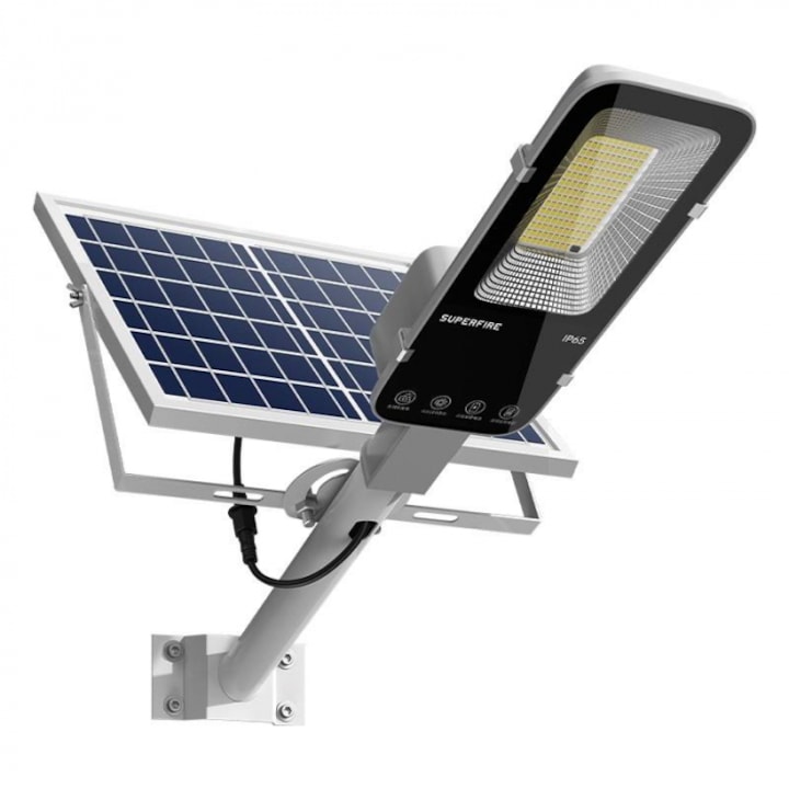 Lampa solara stradala LED Superfire FF5-D, panou solar, telecomanda, 1400lm, acumulator 20000mAh, IP65