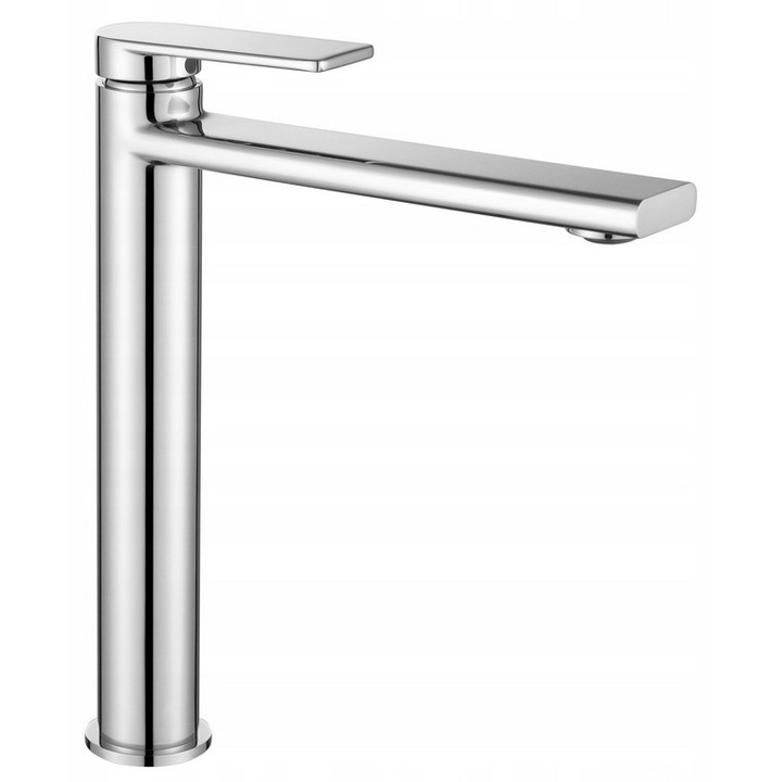 Set baterie pentru chiuveta cu kit de montaj, Granitan, 260 mm x 180 mm x 220 mm, alama, Cap ceramic, Crom rezistent la zgarieturi si temperaturi ridicate, Orificiu standard de montare 35 mm, Crom