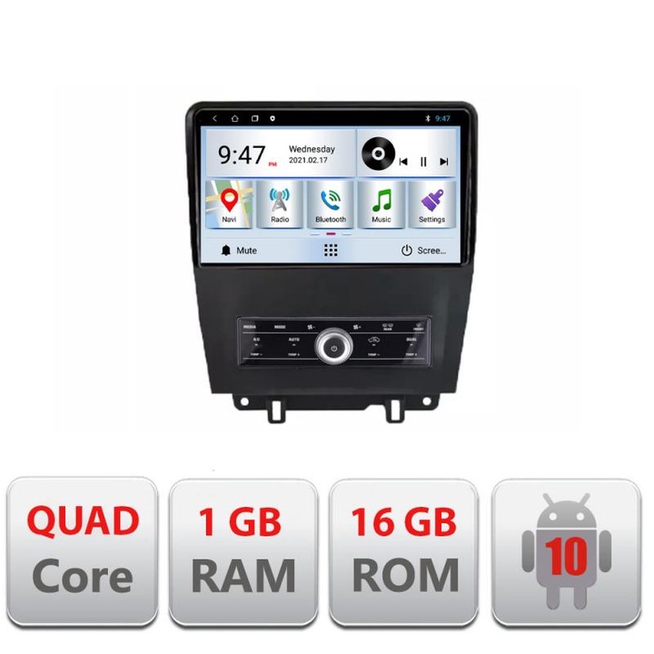 Ford Mustang dedikált navigációs eszköz, 2009-2014 Edotec között, Android, rádió, Bluetooth, internet, négymagos processzor, 1 GB és 16 GB memória