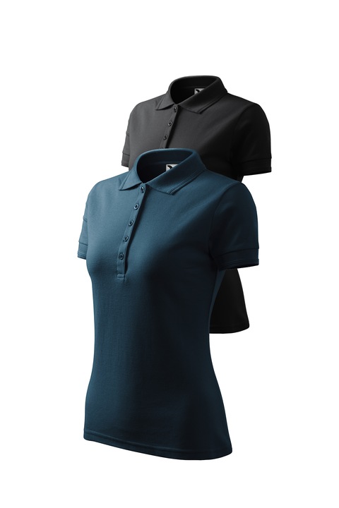 Set 2 tricouri polo pentru dama, Malfini, Pique Polo, mix 7, Bleumarin/Gri ebonita