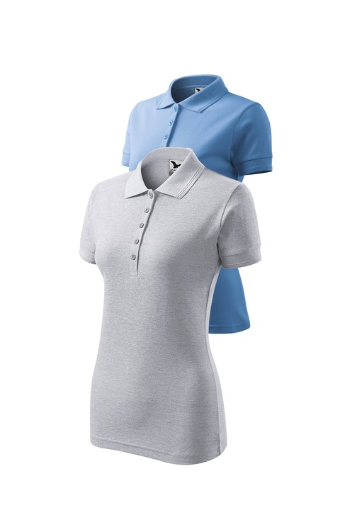 Set 2 tricouri polo pentru dama, Malfini, Pique Polo, mix 8, Gri deschis/Albastru deschis