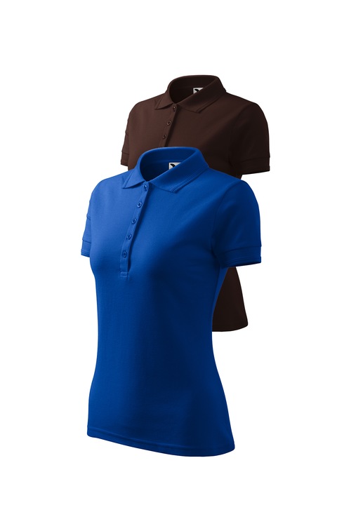Set 2 tricouri polo pentru dama, Malfini, Pique Polo, mix 12, Maro cafeniu/Albastru royal
