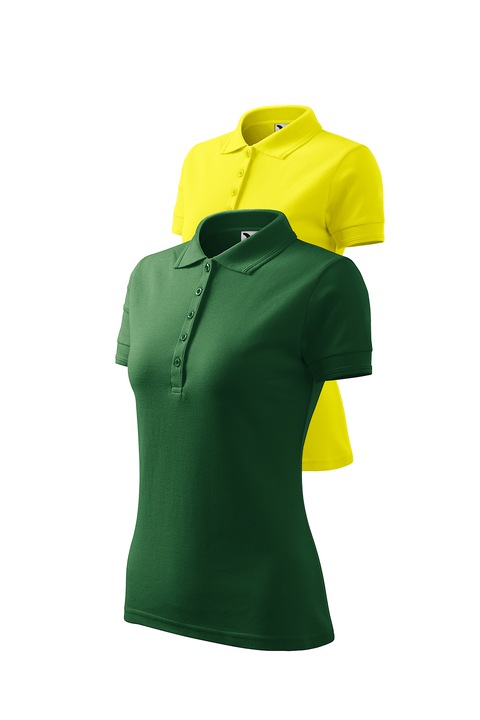Set 2 tricouri polo pentru dama, Malfini, Pique Polo, mix 14, Lamaie/Verde sticla