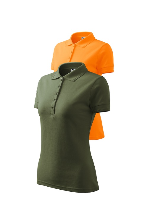Set 2 tricouri polo pentru dama, Malfini, Pique Polo, mix 14, Portocaliu/Kaki