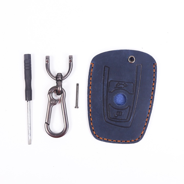 Husa cheie BMW, din piele, albastru