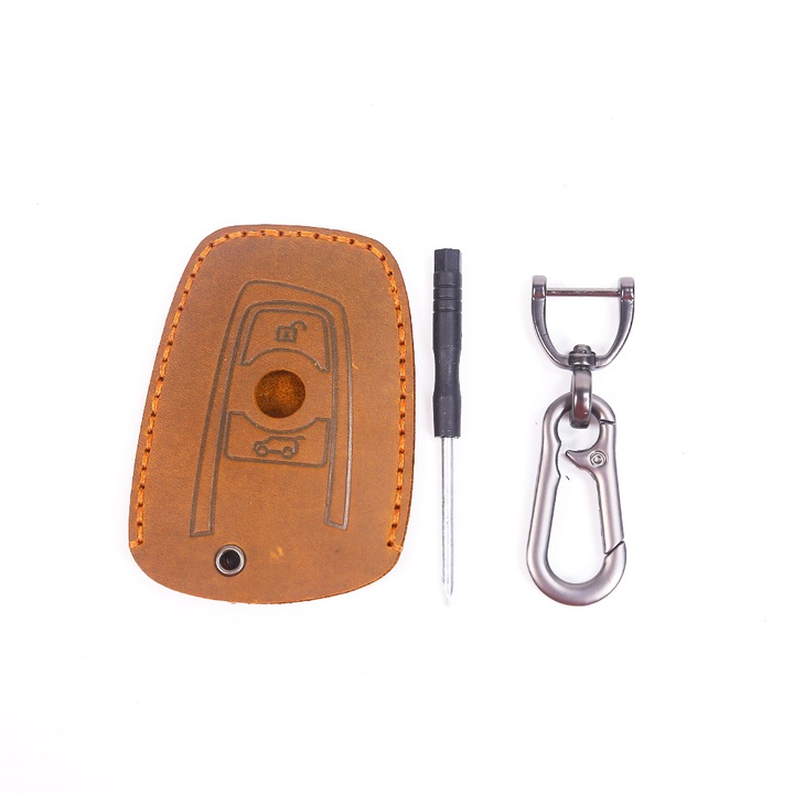 Husa cheie BMW, din piele, maro