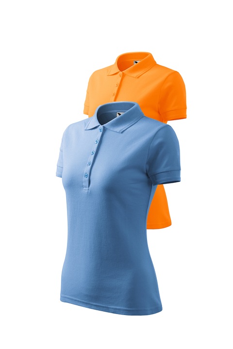 Set 2 tricouri polo pentru dama, Malfini, Pique Polo, mix 20, Portocaliu/Albastru deschis