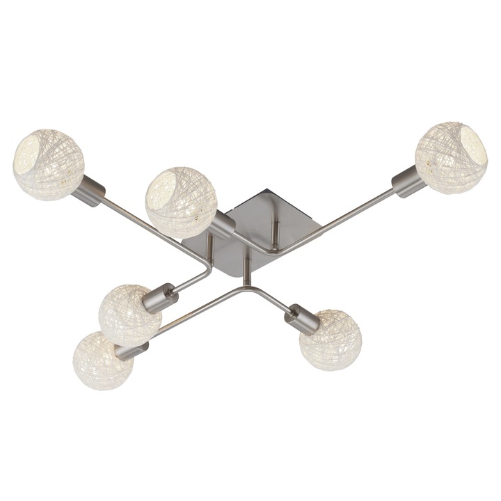 Полилей Briloner Rattan Style, 6xE14, 83,8x68,4x12,6 см, Бял