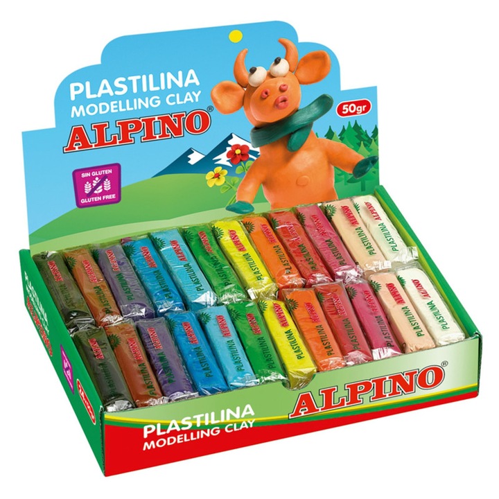 Комплект пластилин, ALPINO, 24 x 50 гр/комплект 12 разнообразни цвята