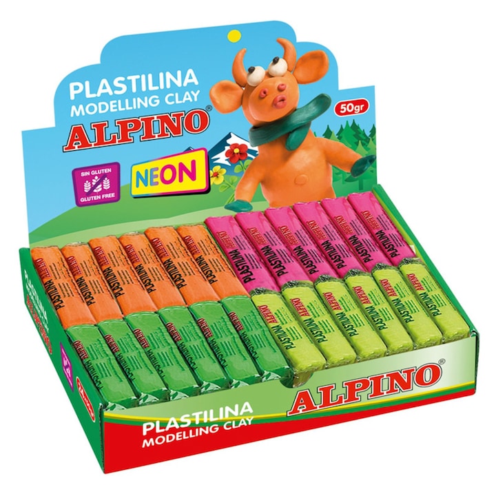 Комплект пластилин, ALPINO, 24 x 50 гр/комплект, 6 разнообразни цвята