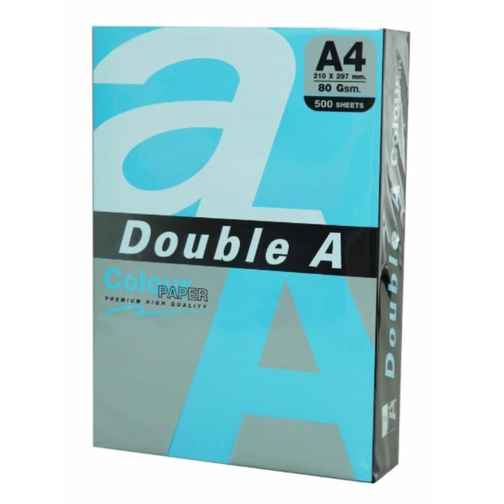 Копирна хартия Double A, Цветна, A4, 80 гр/м2, 500 листа/пакет, Blue intensе
