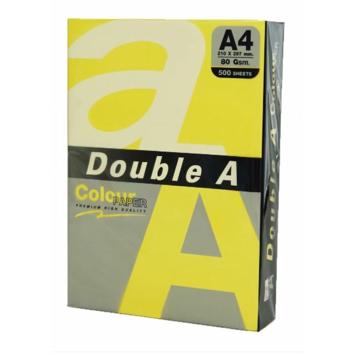 Копирна хартия Double A, Цветна, A4, 80 гр/м2, 500 листа/пакет, Lemon intense